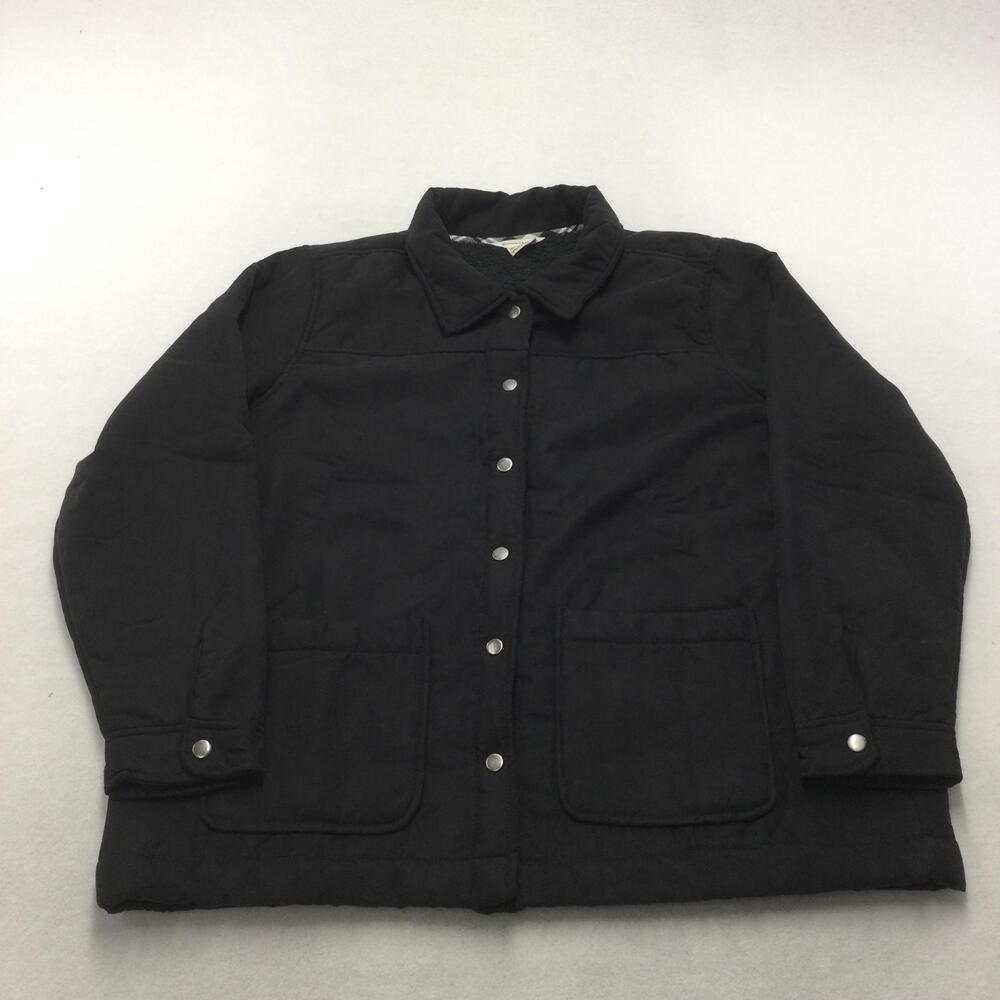 Boston Traders Jacket Mens XL Black Canvas Sherpa Lined Snap Pockets Winter